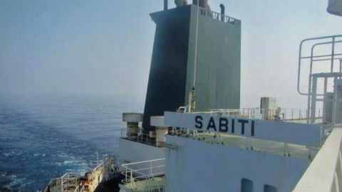 Det iranske tankskipet «Sabiti» skal ha blitt angrepet i Rødehavet. Her et tidligere bilde som statlig iransk tv har offentliggjort i dag.