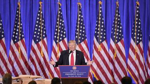 USAs påtroppende president Donald Trump under en  pressekonferanse i forrige uke.
