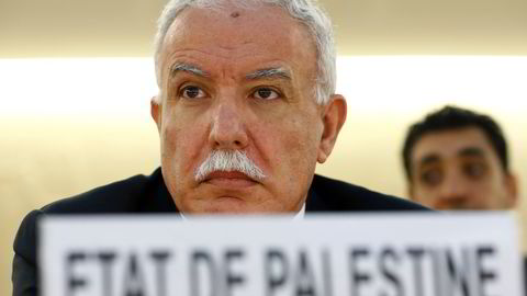 VIL HA SAK: Utenriksminister Riad al-Malki å et møte i FNs kontorer i Genève den 23. juli. Foto: