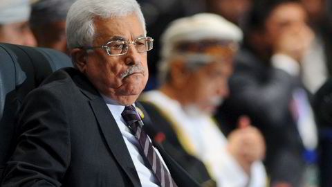Palestinas president Mahmoud Abbas under ministermøtet i Den arabiske liga i mars. Foto: