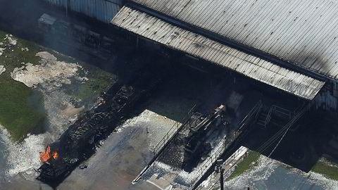 Fra brannen ved Arkema-anlegget i Crosby i Texas torsdag.
