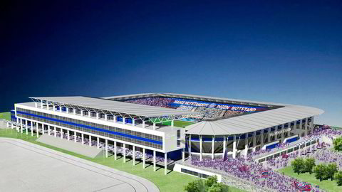Slik kan det nye stadionanlegget til Vålerenga bli. Klubben ønsker å starte byggingen i august. Illustrasjon: Pål T. Rørby, 
                  Stor-Oslo Prosjekt