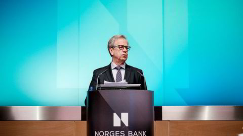 Sentralbanksjef Øystein Olsen i Norges Bank legger torsdag frem rentebeslutningen. Bildet er tatt ved en tidligere anledning. Foto: Fartein Rudjord