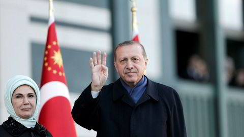 Tyrkias president Recep Tayyip Erdogan, sammen med sin kone, Emina.