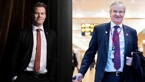 Lars Ola Kjos (fra venstre) og faren Bjørn Kjos står bak et nytt selskap, Norwegian Block Exchange. Foreløpig eier familien selskapet selv, men etter hvert skal selskapet få Norwegian som hovedeier. Foto: Skjalg Bøhmer Vold/Gunnar Lier