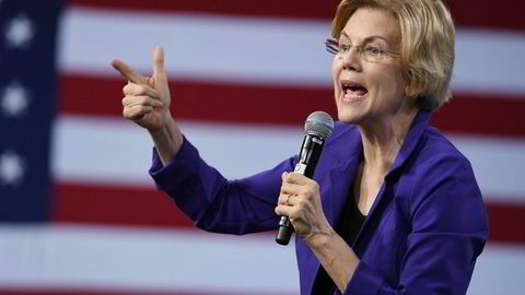Elizabeth Warren har hatt fremgang på meningsmålingene i det siste. Her på et valgmøte i Las Vegas.