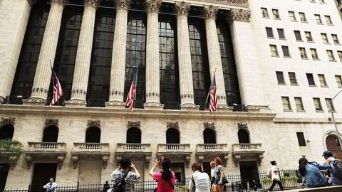 Fra New York-børsen New York Stock Exchange på Wall Street tidligere denne uken. Foto: Spencer Platt / Getty Images /  AFP / NTB SCANPIX
