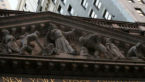 Aksjebørsen New York Stock Exchange i bydelen Manhattan i New York.
