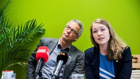 MDG ligger for tiden et stykke under sperregrensen. De nasjonale talspersonene Une Aina Bastholm og Rasmus Hansson møtte pressen tirsdag i forkant av partiets landsmøte.