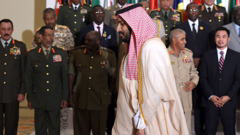 Saudi-Arabias forsvarsminister og visekronprins, Mohammad Bin Salman her avbildet foran landets øverste militærledere i den saudiske hovedstaden Riyadh. Foto: AFP PHOTO / FAYEZ NURELDINE