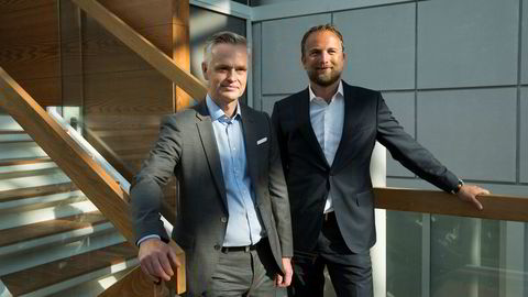 Jonas Ström (til venstre) overtok nylig sjefsstolen i ABG Sundal Collier. Her sammen med CFO Geir B. Olsen.