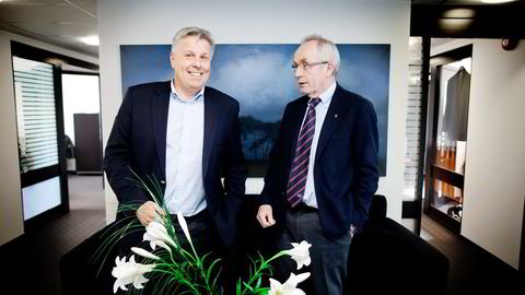 Administrerende direktør Olav Dalen Zahl (til venstre) og styreformann Jon H. Nordbrekken i B2Holding. Foto: Ida von Hanno Bast