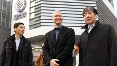 Apple-sjef Tim Cook under hans besøk i Beijing 17. januar i år. Foto: Reuters/NTB Scanpix