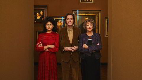 Wes Anderson. Han har nylig kuratert en utstilling hos kunsthistorisk museum i Wien. Fra venstre Juman Malouf, Wes Anderson og Sabine Haag.