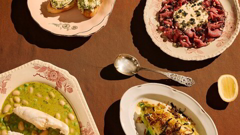 Fest i en fei. Artisjokktoast, vitello tonnato med storfe, hvit fisk med bønner og dampet nykål står på bordet til ukens gjestebud.