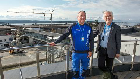 Tillitsvalgt Knut Kjærland og styreleder Arthur Brunvoll i Molde-bedriften Brunvoll kjemper side om side for å fjerne formuesskatten.