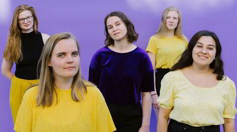 Liflige toner fra Starlight Big Band, her ved fem av dem: Ingrid Øygard Steinkopf (fra venstre), Amalie Dahl, Jenny Frøysa, Oda Øygard Steinkopf og Mona Krogstad.