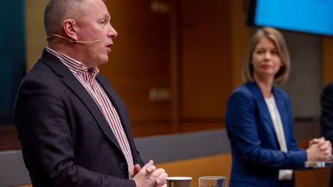 Sentralbanksjef Ida Wolden Bache og oljefondssjef Nicolai Tangen ved presentasjonen av Norges Banks råd om at Oljefondet bør investere i unoterte aksjer i november.