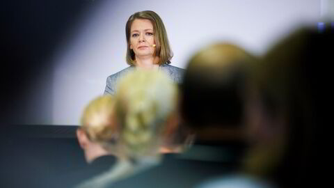 Sentralbanksjef Ida Wolden Bache presenterer rentebeslutningen under Arendalsuka torsdag.