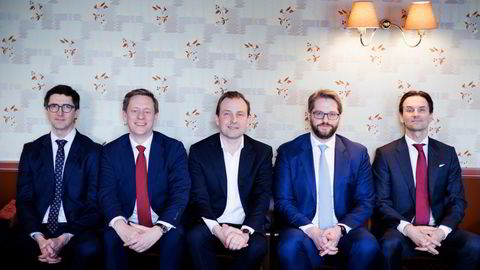 Dette er landets beste analytikere, ifølge DNs beregninger: Martin Melbye, ABG (fra venstre), Roy Tilley, Arctic, Øyvind Mossige, Sparebank 1, Jørgen Lian og Stein Alexander Aukner, begge DNB Markets.