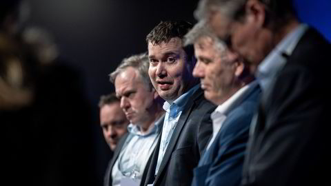 Geir Pollestad, leder av Stortingets finanskomité. Han er også saksordfører i saken om grunnrenteskatt i havbruk. Tirsdag var han i Bergen for å møte sjømatnæringen under Sjømat Norge sitt årsarrangement. Til venstre for Pollestad står fiskeriminister Bjørnar Skjæran (Ap).
