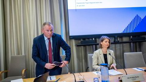 Sentralbanksjef Ida Wolden Bache og oljefondssjef Nicolai Tangen under Stortingets høring om statens pensjonsfond.