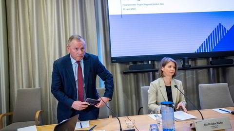 Sentralbanksjef Ida Wolden Bache og oljefondssjef Nicolai Tangen under Stortingets høring om statens pensjonsfond.