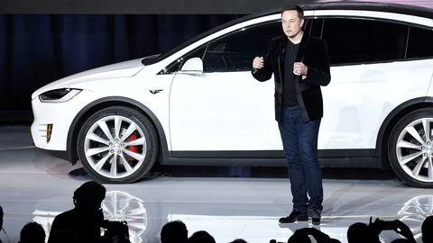 Tesla-sjef Elon Musk under lanseringen av Model X i 2015.