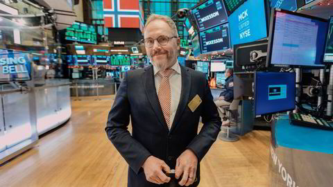 Freyr-styreleder Tom Einar Jensen, her fotografert på Wall Street i forbindelse med børsnoteringen av Freyr.