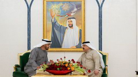 De forente arabiske emiraters president sjeik Mohamed bin Zayed Al Nahyan i et møte med kongen av Bahrain Hamad bin Isa Al Khalifa i Abu Dhabi, De forente arabiske emirater, den 19. januar 2023.