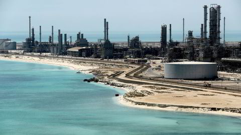 Brent, the international benchmark, reached a three-year high on Tuesday as the disagreement between Saudi Arabia, Opec’s de facto leader, and the UAE, a close, previously co-operative partner, triggered a briefing war between the two camps. Pictured: Saudi Aramco's Ras Tanura oil refinery and oil terminal in Saudi Arabia.