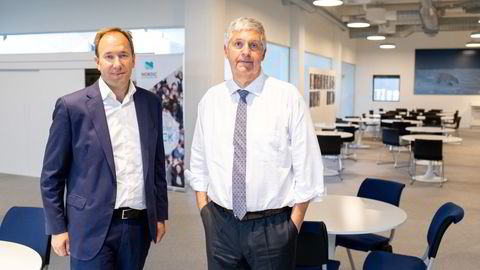 Finansdirektør Pål Elstad og konsernsjef Svenn-Tore Larsen i Nordic Semiconductor.