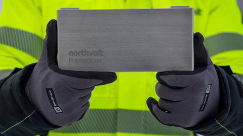 Northvolt has made a breakthrough in a new battery technology used for energy storage. The photo shows  mockup of a Northvolt battery