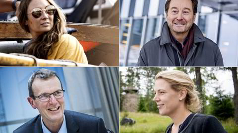 Nordmennene gjør storinnrykk på en sveitsisk rikingliste. Øverst fra venstre: Ninja Tollefsen, Kjell Inge Røkke, Svein Støle og Caroline Hagen Kjos.