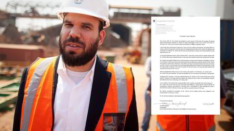 Israeli billionaire Dan Gertler at a mine complex in the Democratic Republic of Congo. Norwegian diplomat Tor Wennesland wrote a letter about his efforts for Norwegian authorities. Photograph: Simon Dawson/Bloomberg and screenshot