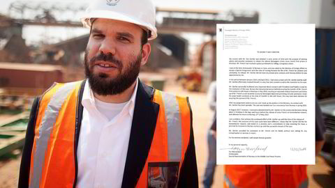 Israeli billionaire Dan Gertler at a mine complex in the Democratic Republic of Congo. Norwegian diplomat Tor Wennesland wrote a letter about his efforts for Norwegian authorities. Photograph: Simon Dawson/Bloomberg and screenshot