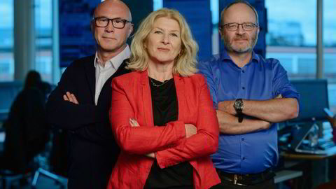 Finansredaktør Terje Erikstad, kommentator Anita Hoemsnes og børskommentator i DN Thor Chr. Jensen. Finansredaksjonen.