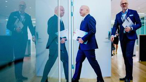 Konsernsjef Anders Opedal og finansdirektør Torgrim Reitan (til høyre) presenterte resultatene for første kvartal på Fornebu torsdag morgen.