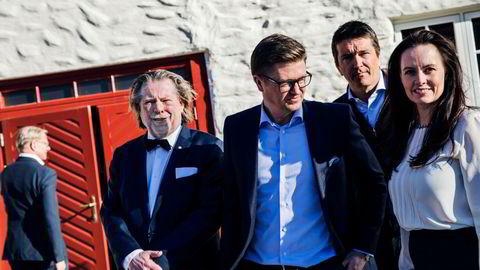 Fra venstre, Odd Reitan, Magnus Reitan, Ole Robert Reitan og finansdirektør Kristin Genton, Reitangruppen.