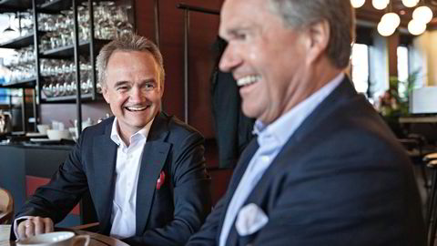 Finn Haugan (fra høyre) var konsernsjef i Sparebank 1 SMN gjennom 28 år, og prøvde å kjøpe opp Fokus Bank, senere en del av Danske Bank. I 2019 ga Haugan roret videre til Jan-Frode Janson, med lang erfaring fra nettopp Fokus Bank.