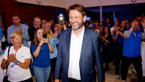 Eirik Lae Solberg kunne juble Høyres valgvake mandag kveld.