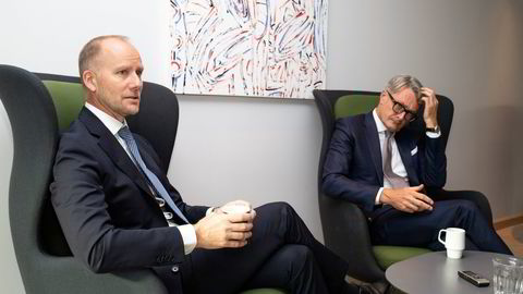 – Med alt avklart og kun formalia på oppløpet gikk det helt greit, sier Aker Solutions-sjef Kjetel Digre (til venstre). Til høyre Aker-sjef Øyvind Eriksen.