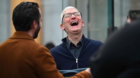 Apple-sjef Tim Cook, under en produktlansering tidligere i år.