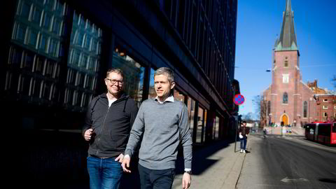 Øyvind Grotmol (til høyre) er gründer og teknologidirektør i Exabel. Her med administrerende direktør Neil Chapman.
