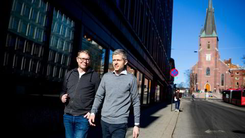 Øyvind Grotmol (til høyre) er gründer og teknologidirektør i Exabel. Her med administrerende direktør Neil Chapman.