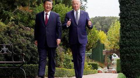 Xi Jinping (til venstre) og Joe Biden på eiendommen Filoli utenfor San Francisco i den amerikanske delstaten California onsdag. Dette var første gang presidentene møttes ansikt til ansikt siden G20-møtet i Indonesia for ett år siden.