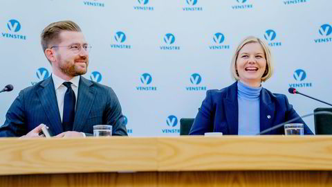 Venstre-leder Guri Melby og finanspolitisk talsperson Sveinung Rotevatn la tirsdag frem Venstres alternative statsbudsjett.