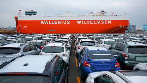 Wallenius Wilhelmsens skip Theben til kai i Yokohama, Japan, for noen år siden.