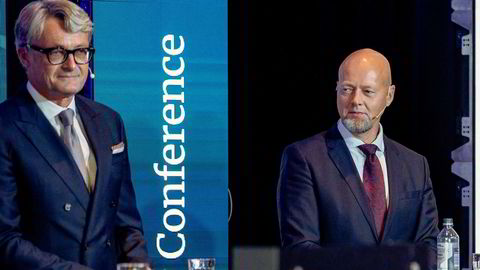 Yngve Slyngstad (til høyre) begynte å jobbe for Aker og konsernsjef Øyvind Eriksen i mars 2022.