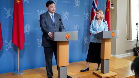 Kinas utenriksminister Qin Gang møtte utenriksminister Anniken Huitfeldt i Oslo i mai. Qin har forsvunnet og ble sist sett den 25. juni.